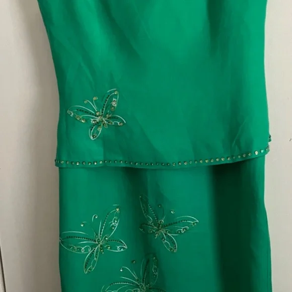 Jessica Howard 2 Piece Kelly Green Top and Long Skirt, Size 12 - Picture 4 of 7